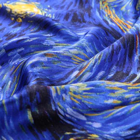 Grace Scarves 100% Silk Scarf, Artists Collection, Van Gogh, Starry Night - Picture 4 of 6